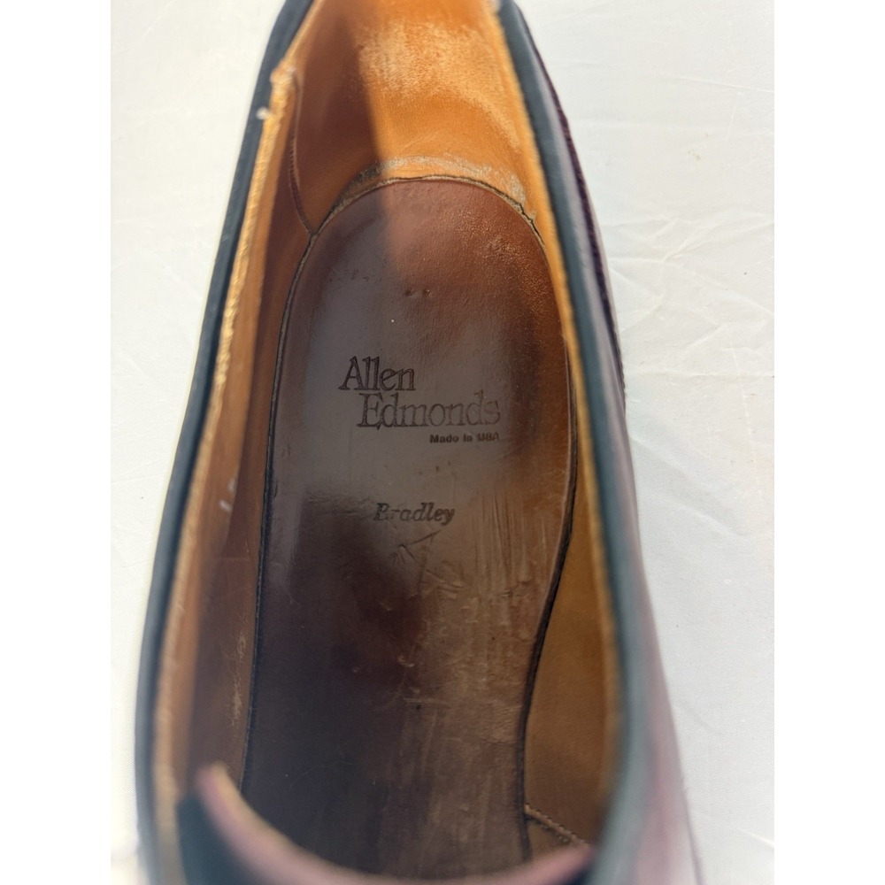 Allen Edmonds Bradley Burgundy Leather Derby Dress Shoes Round Toe 15 D Men's - Picture 9 of 10